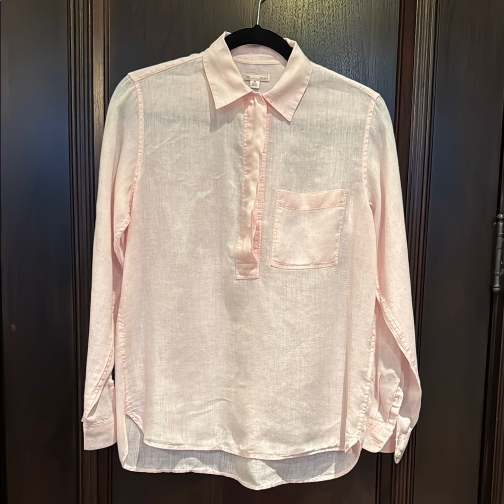 GAP Light Pink Linen Button Down Shirt, Relaxed Fit, Size XS